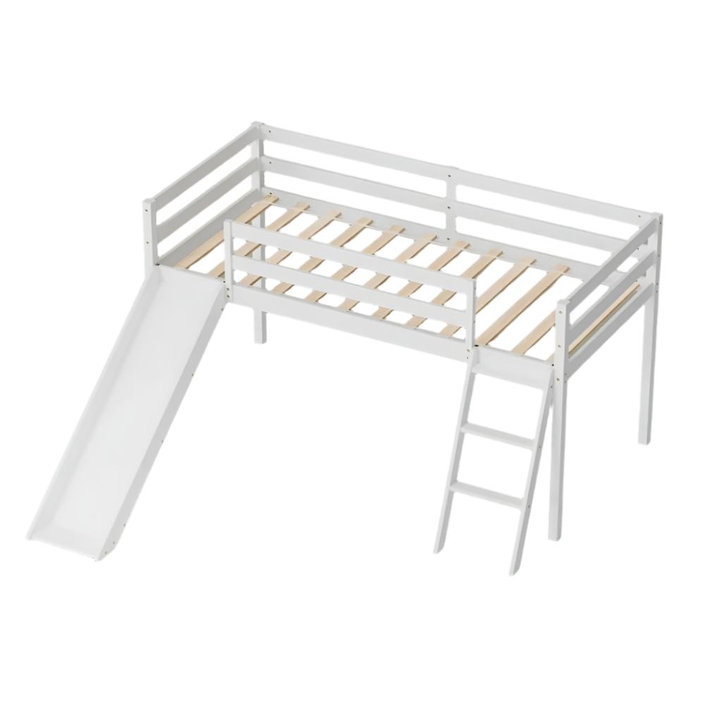 Kids Low Loft Bed with Slide