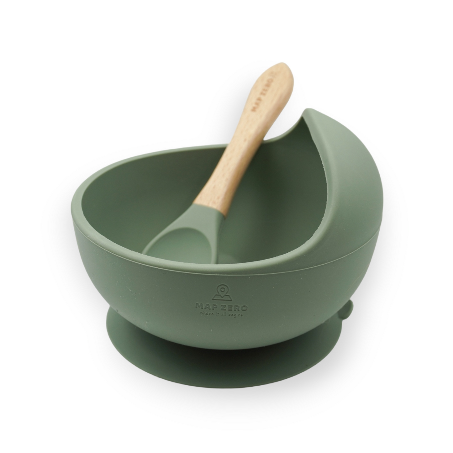 Spill-proof Suction Bowl with Wooden Spoon