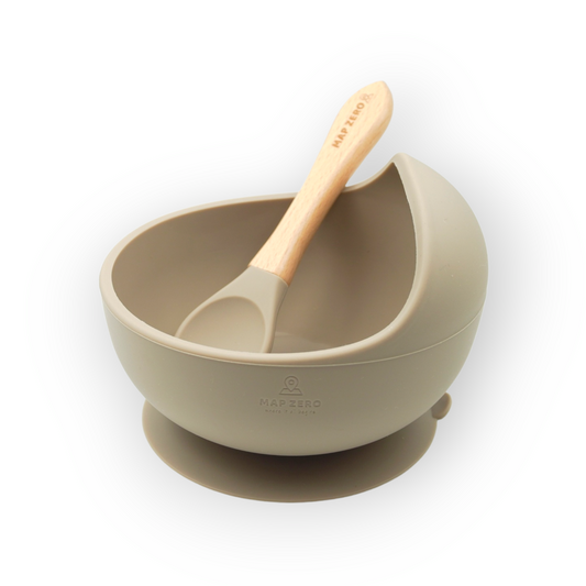 Spill-proof Suction Bowl with Wooden Spoon