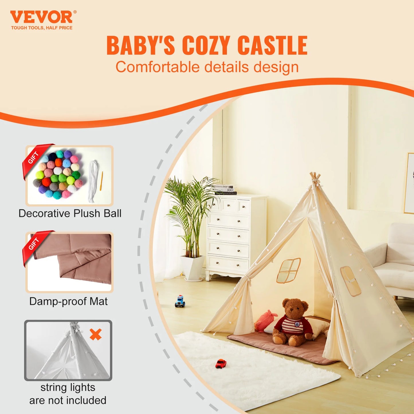 Kids Teepee Play Tent