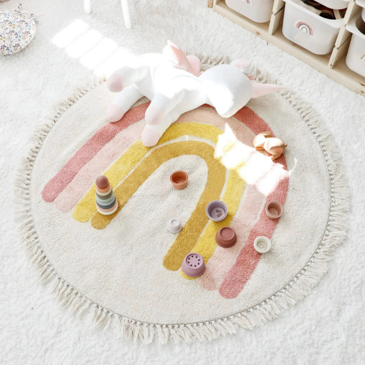 Rainbow Round Children Rug